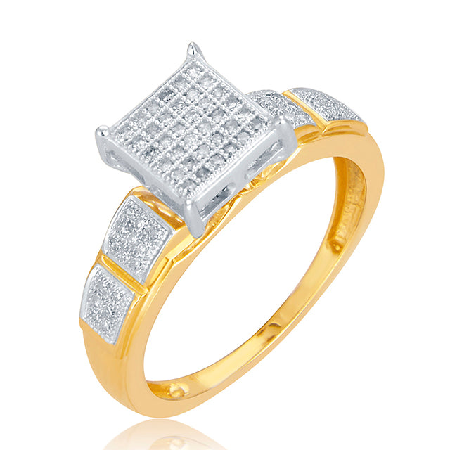 10K Yellow 0.21Ct D-Ladies Micropave Ring