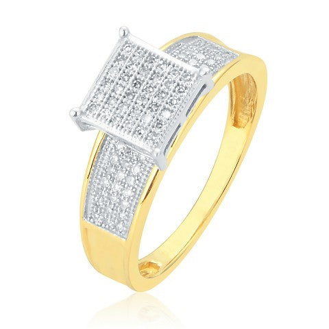 10K Yellow 0.23- 0.25Ct D-Ladies Micropave Rings