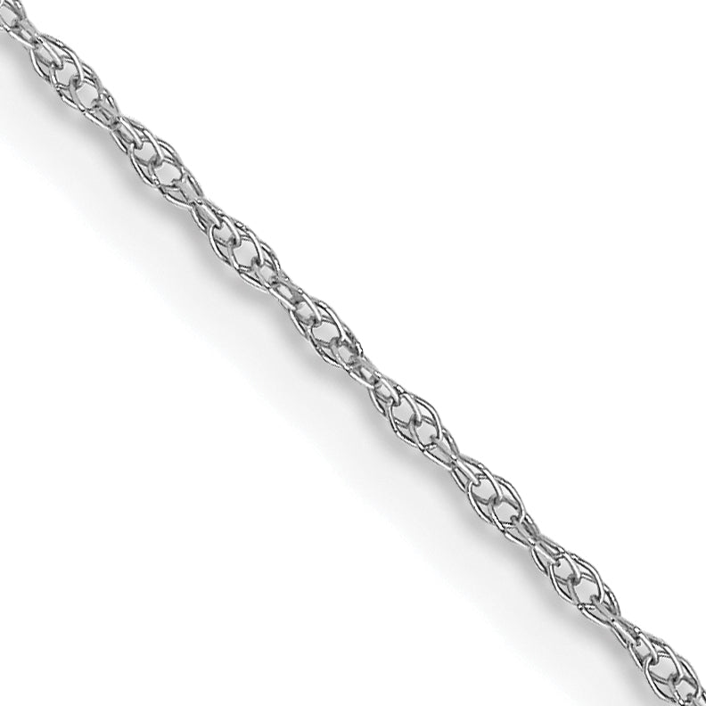 14K White Gold 16 inch Carded .6mm Cable Rope with Spring Ring Clasp Chain