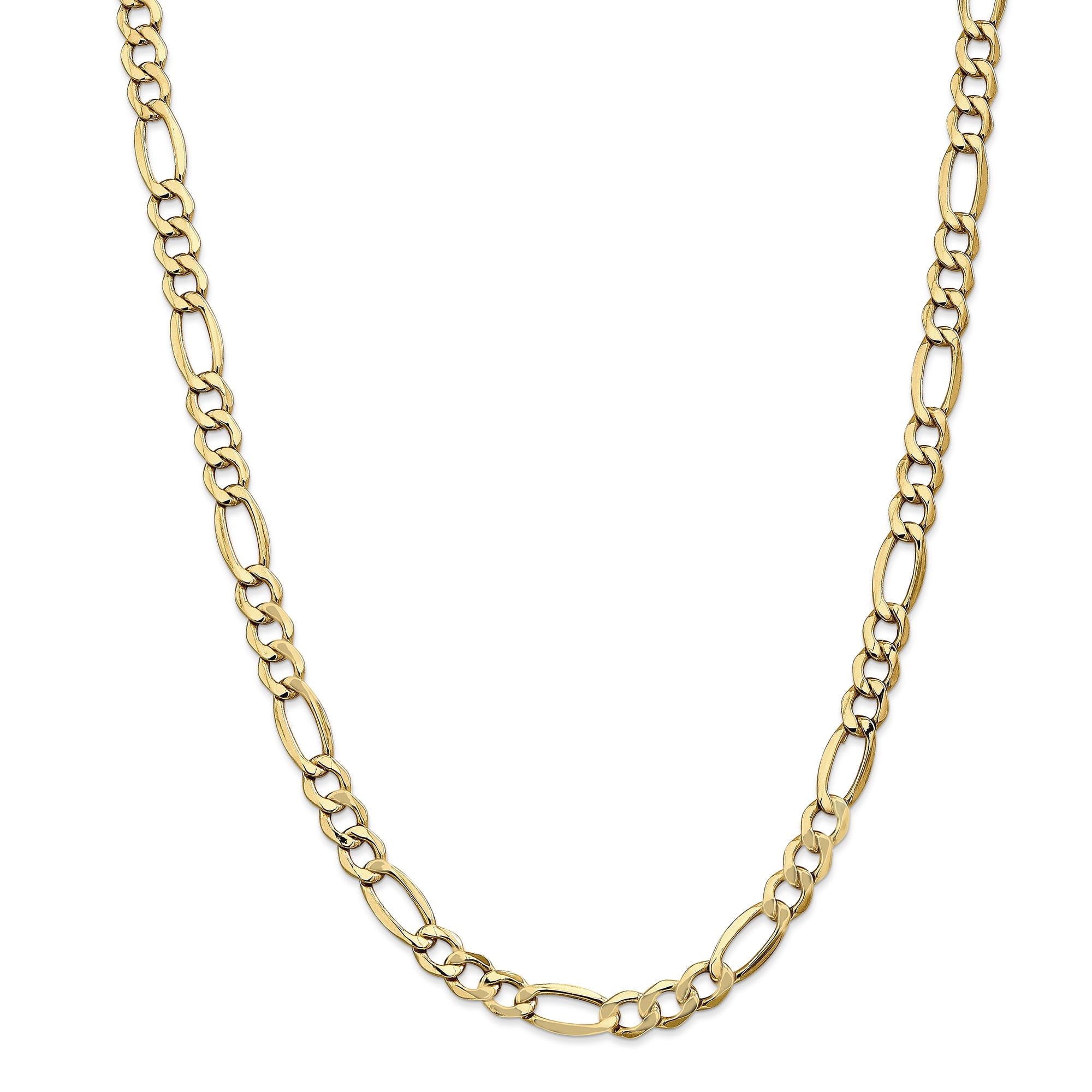 14K 26 Inch 7.3Mm Semi-Solid Figaro With Lobster Clasp Chain