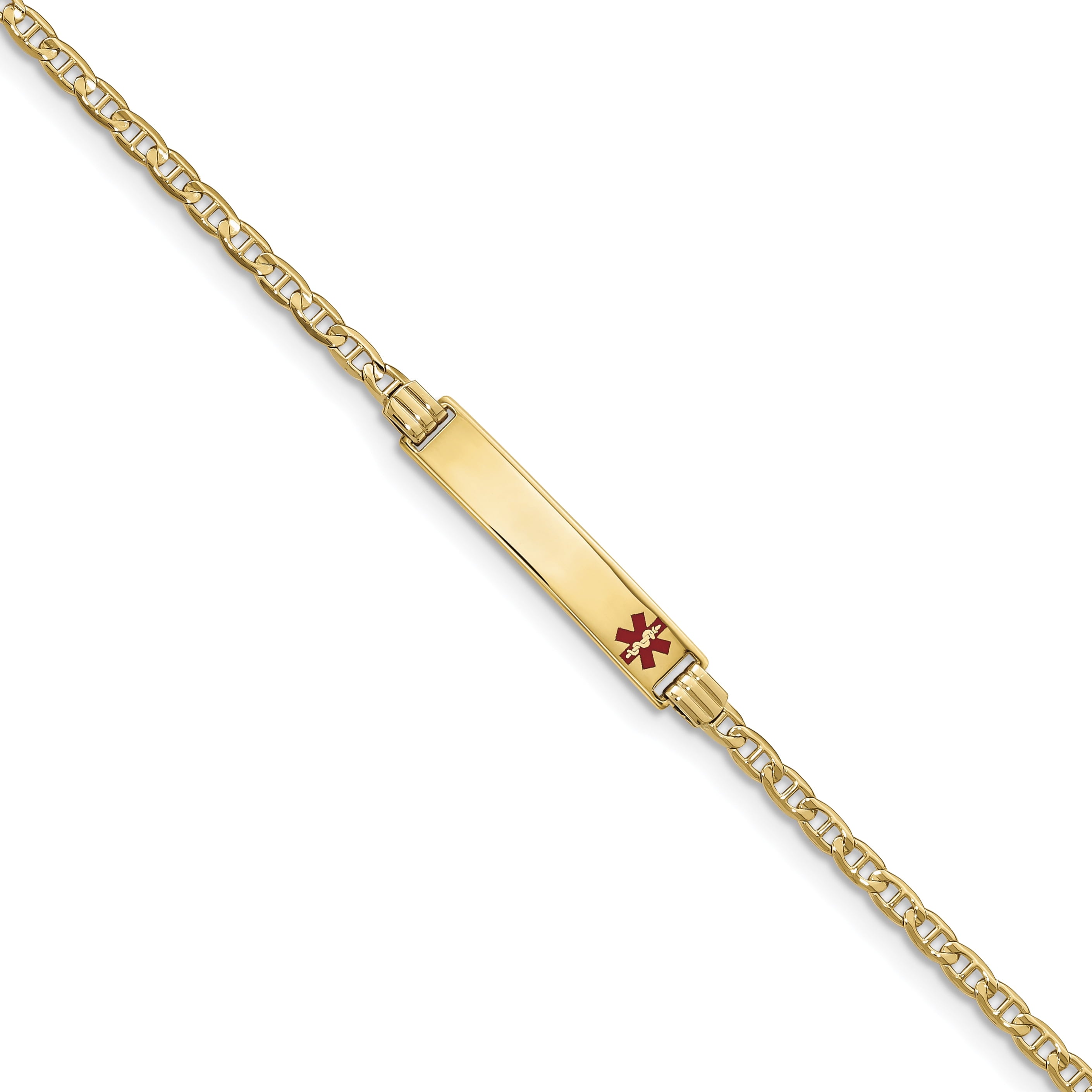 14K Medical 6 Anchor Link Child Id Bracelet