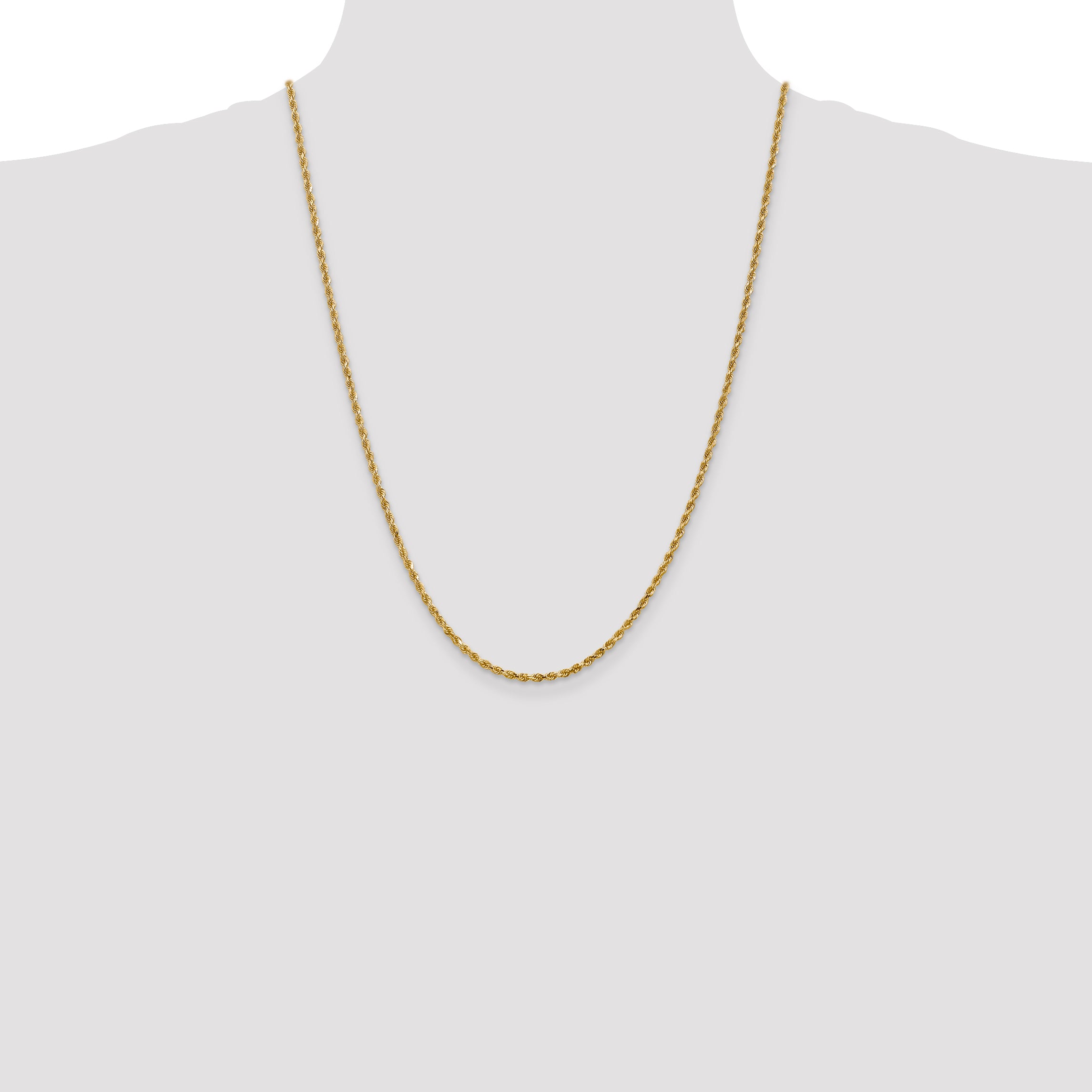 14K 2.5mm Diamond-Cut Rope Chain