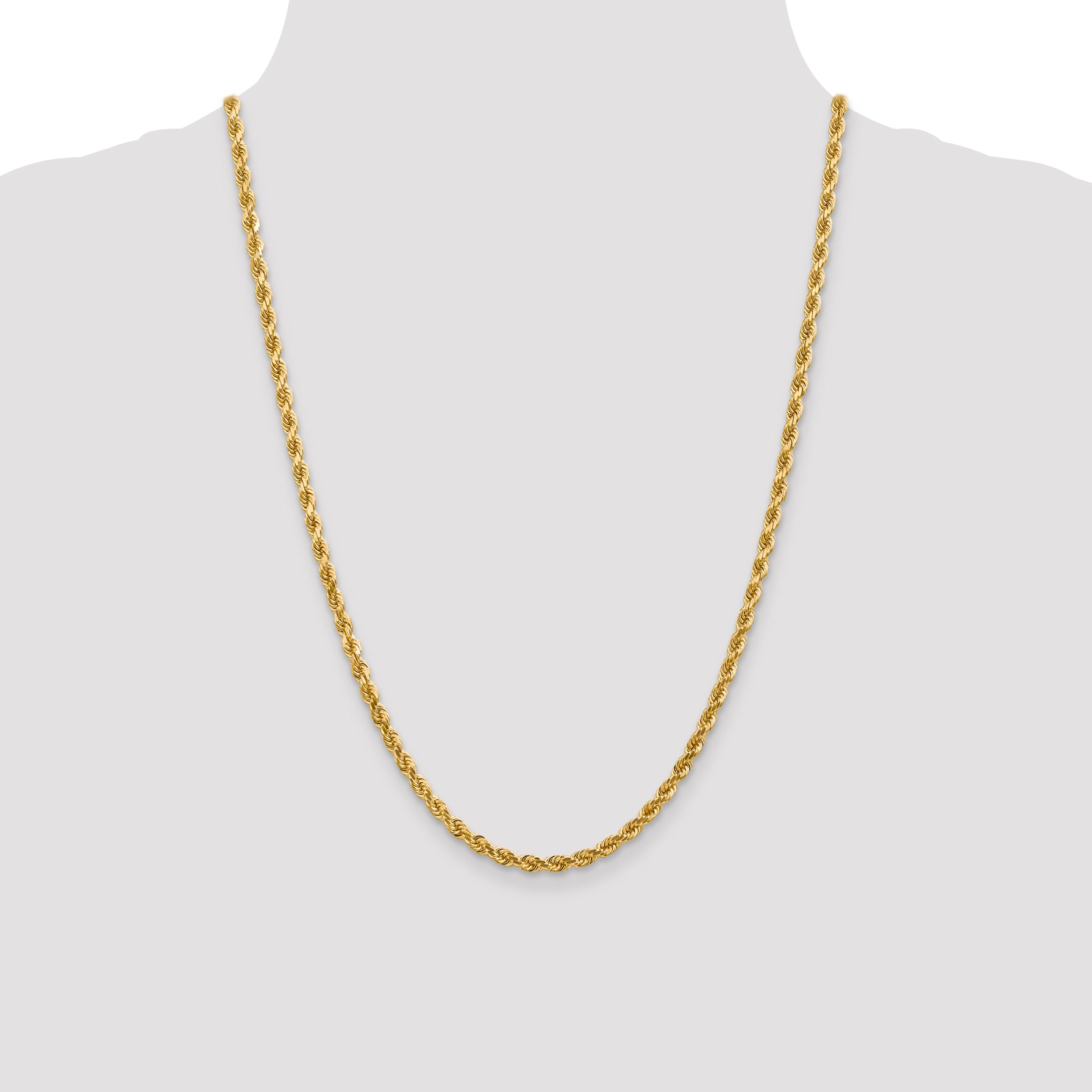 14K 4mm Diamond-Cut Rope Chain