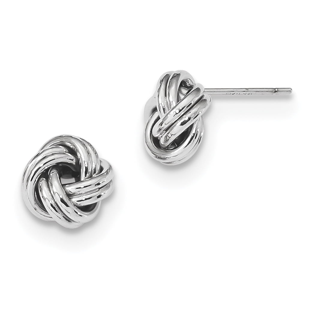 14K White Gold Polished Double Love Knot Post Earrings
