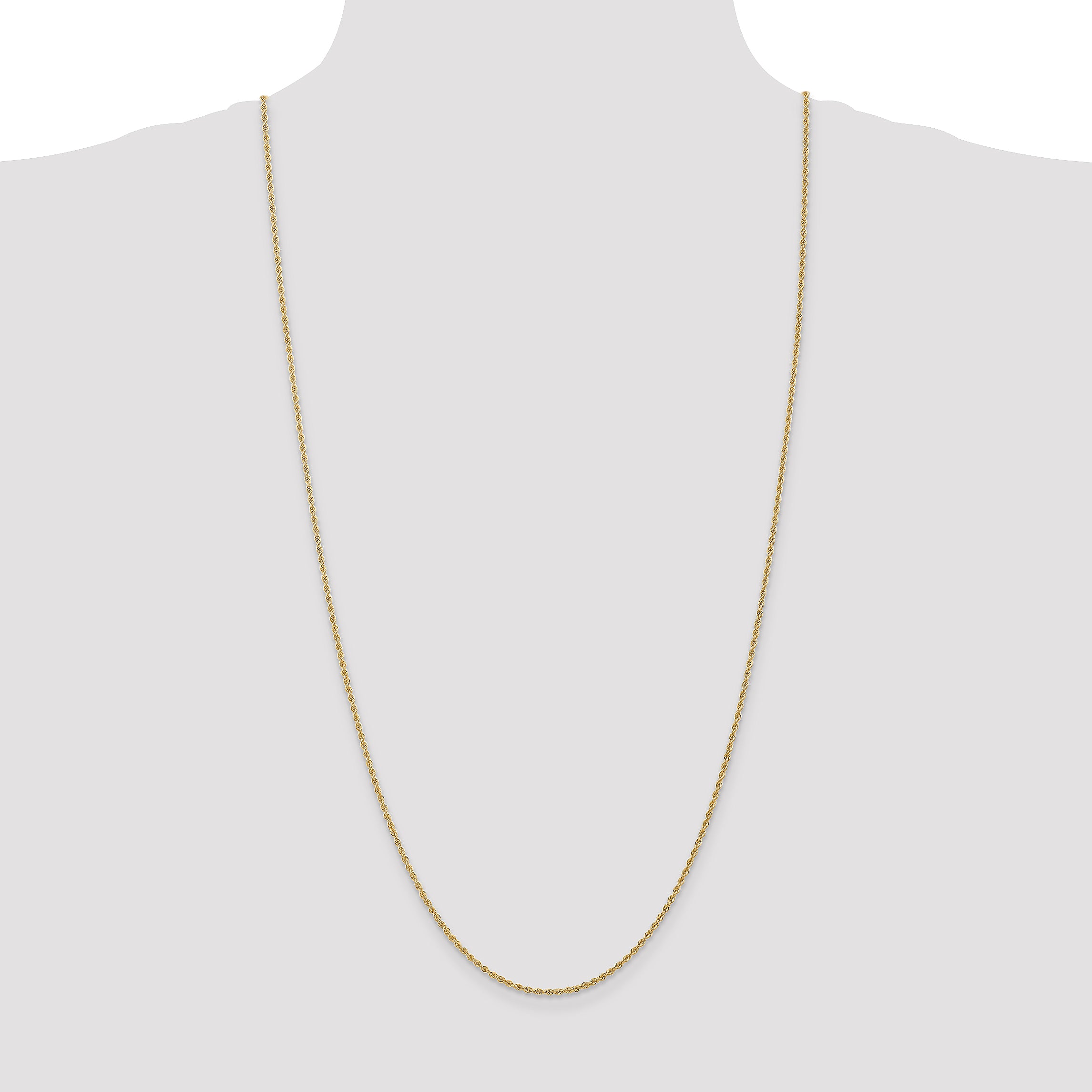 14K 1.6mm Solid Regular Rope Chain
