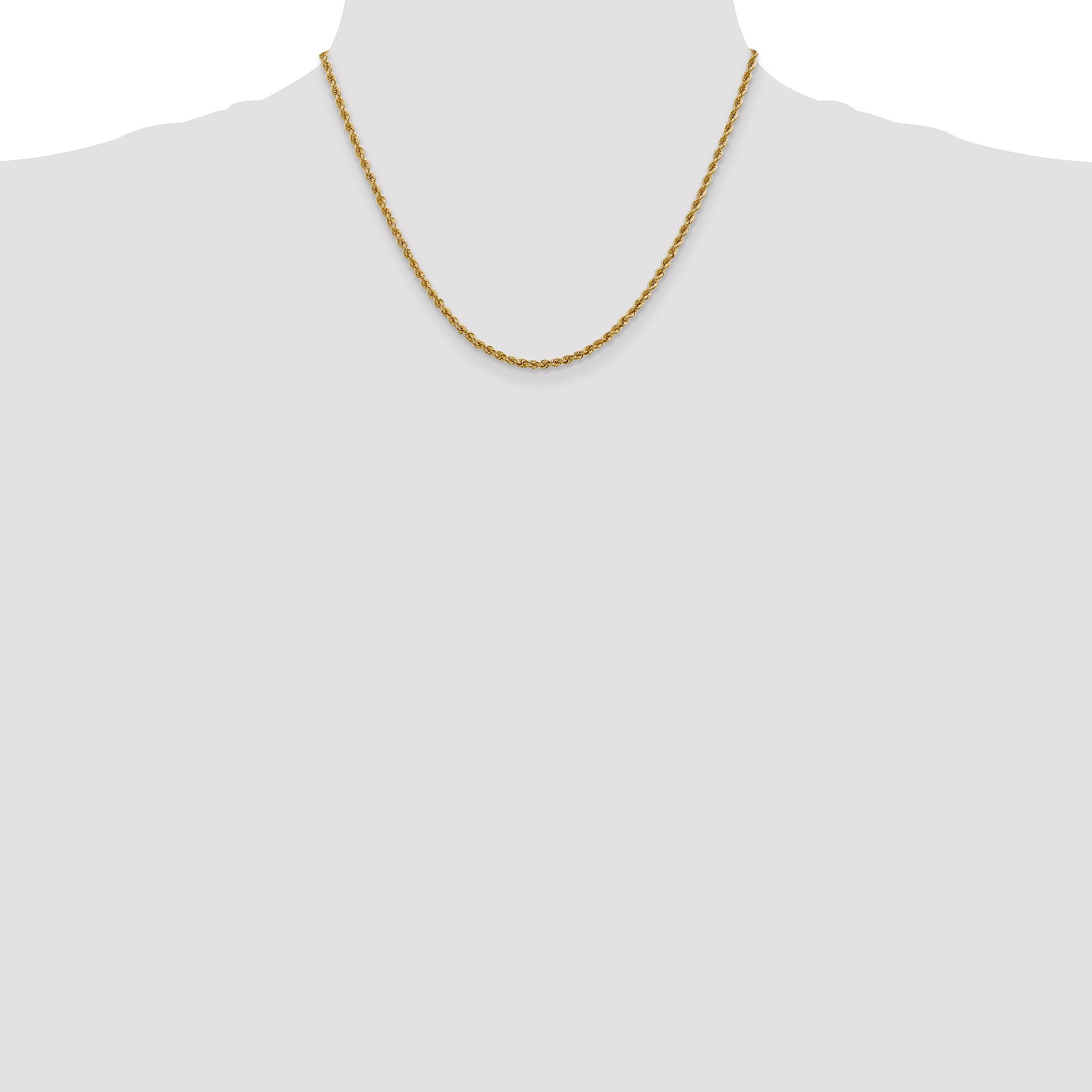 14K 2.5mm Solid Regular Rope Chain
