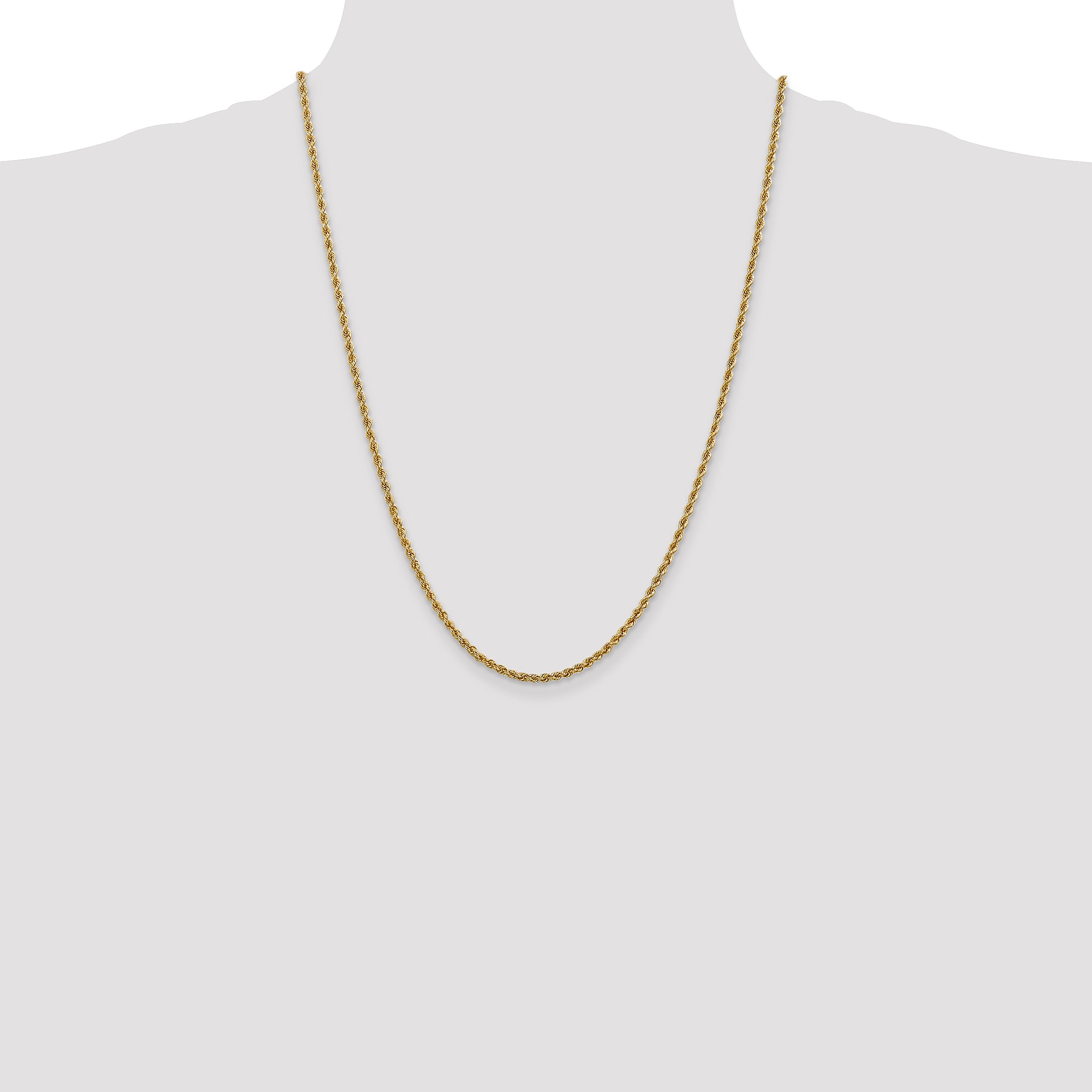 14K 2.5mm Solid Regular Rope Chain
