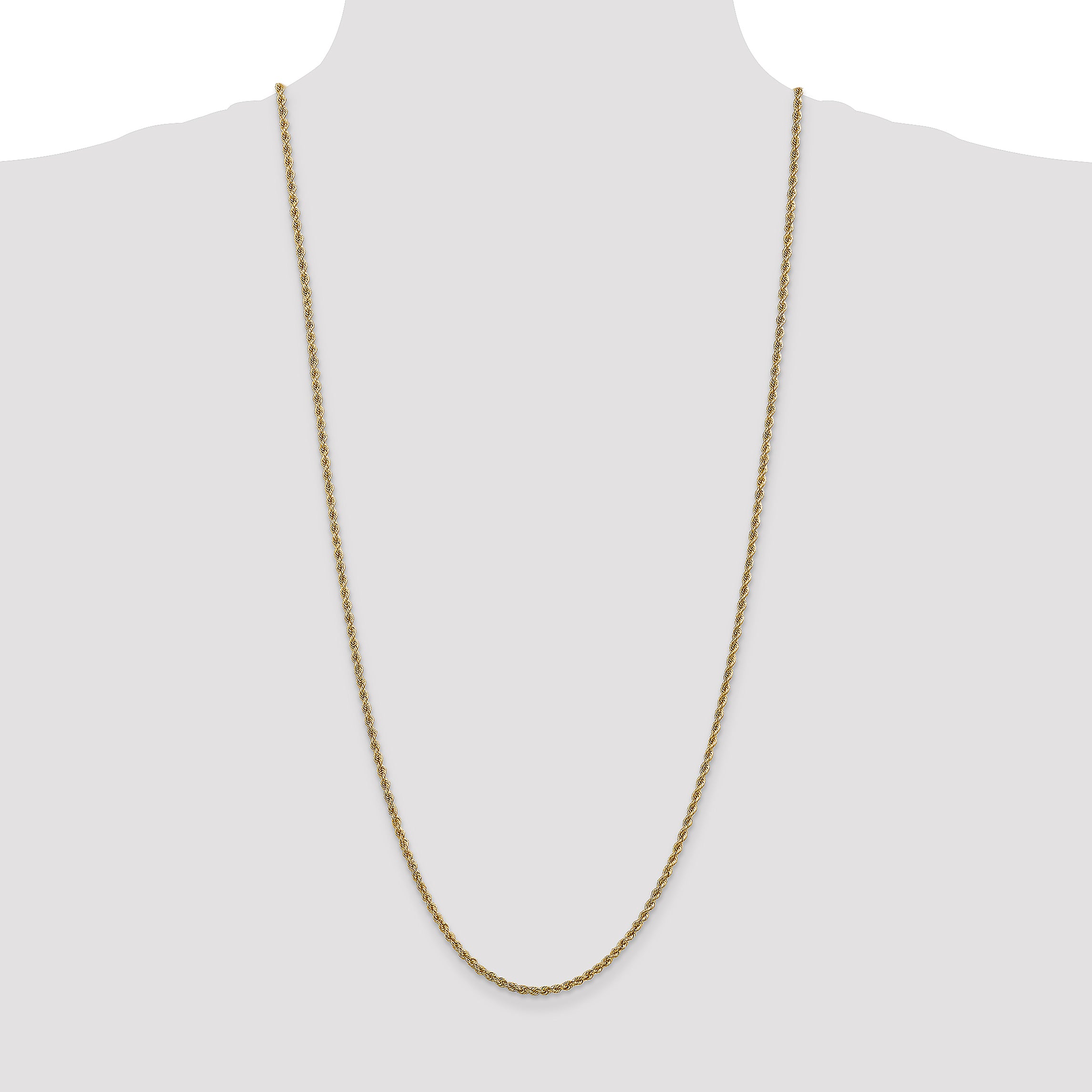 14K 2.5mm Solid Regular Rope Chain