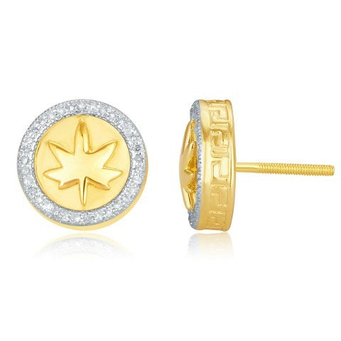 10K Yellowspl Price: 0.20Ct D-Earrings Leaf