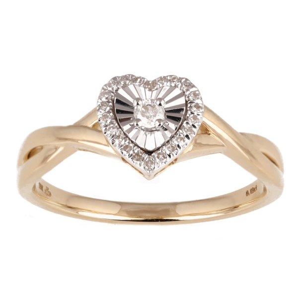 10K Yellow Yellow Gold Diamond Ladies Ring With 0.12Ct Round Diamond