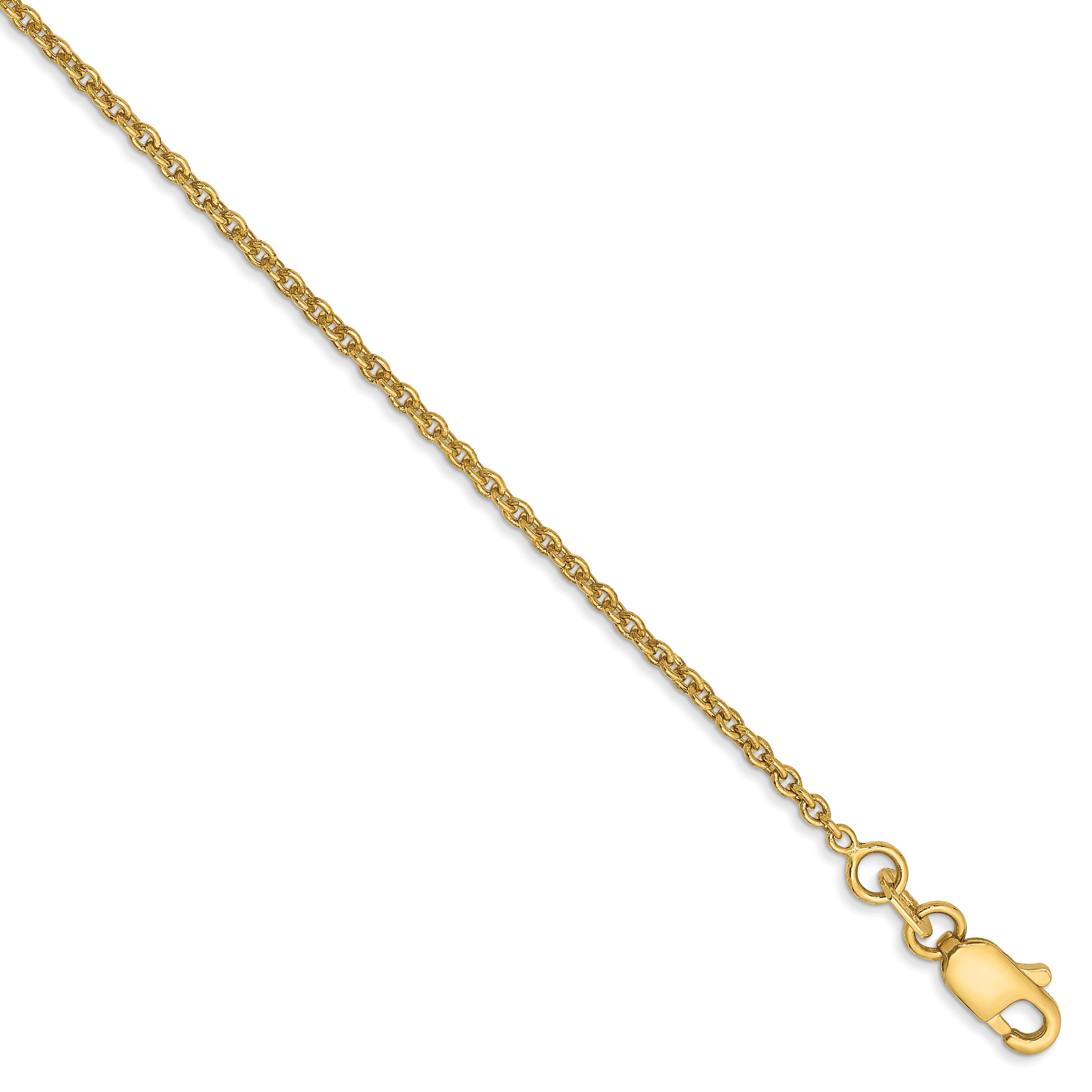 14K 9 Inch 1.4Mm Forzantine Cable With Lobster Clasp Anklet