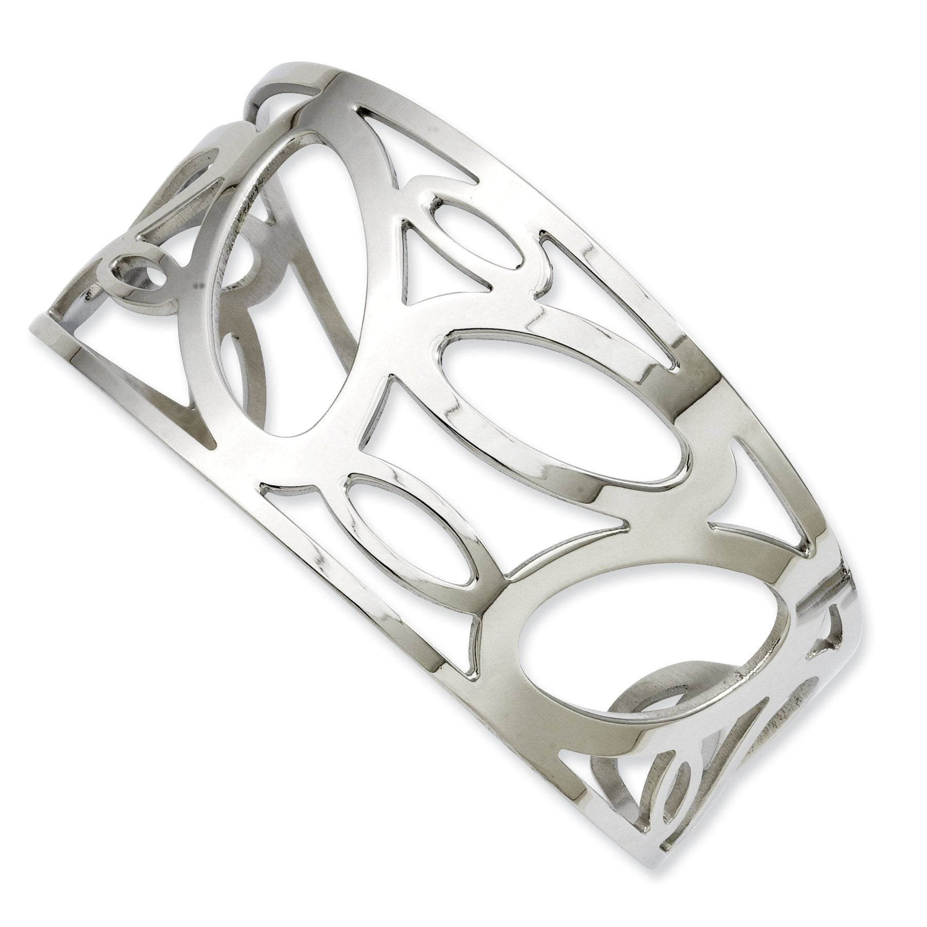 Chisel Stainless Steel Polished Ovals Cuff Bangle