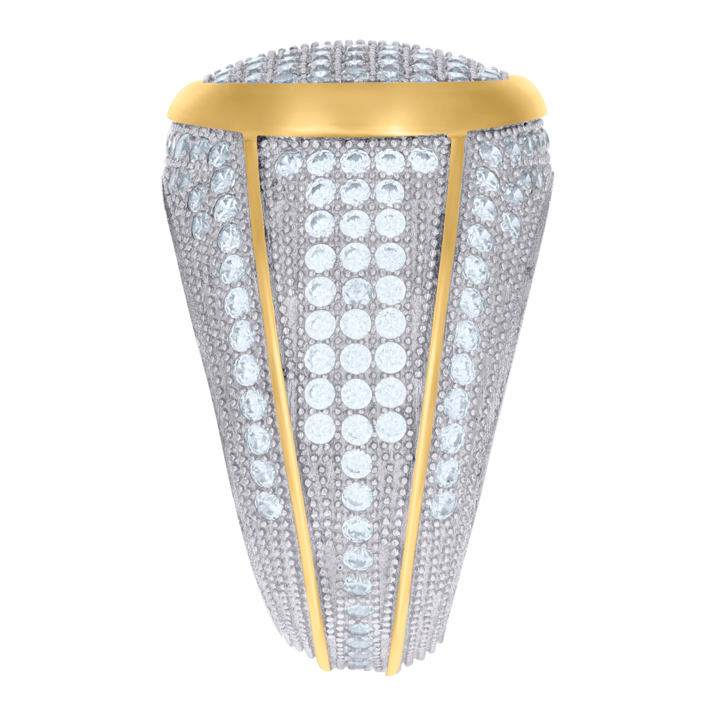 925 Sterling Silver Yellow-Tone Mens Cubic-Zirconia Fashion Ring