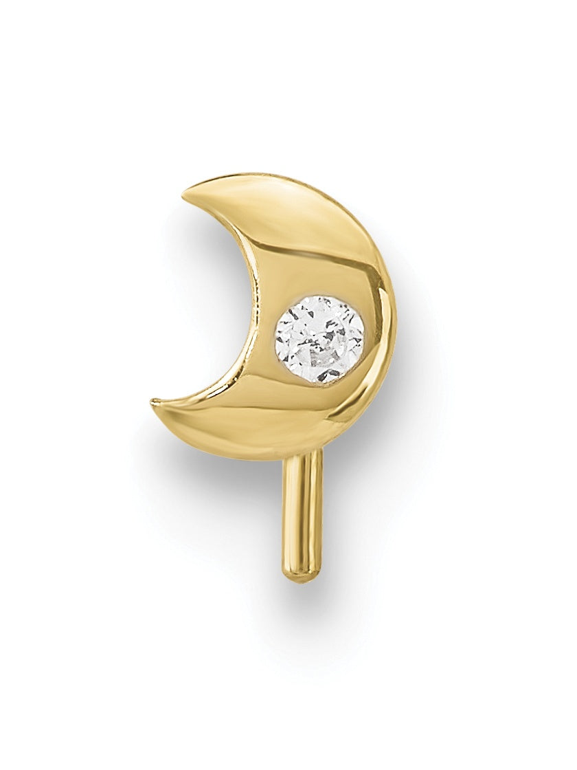 14K 23 Gauge Cz Moon Nose Stud
