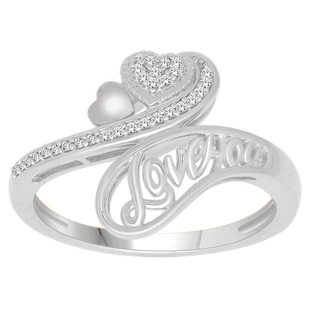 10K White 0.08Ct D-Ladies Rings Heart