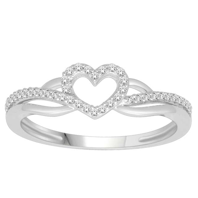 10K White 0.10Ct D-Ladies Rings Heart