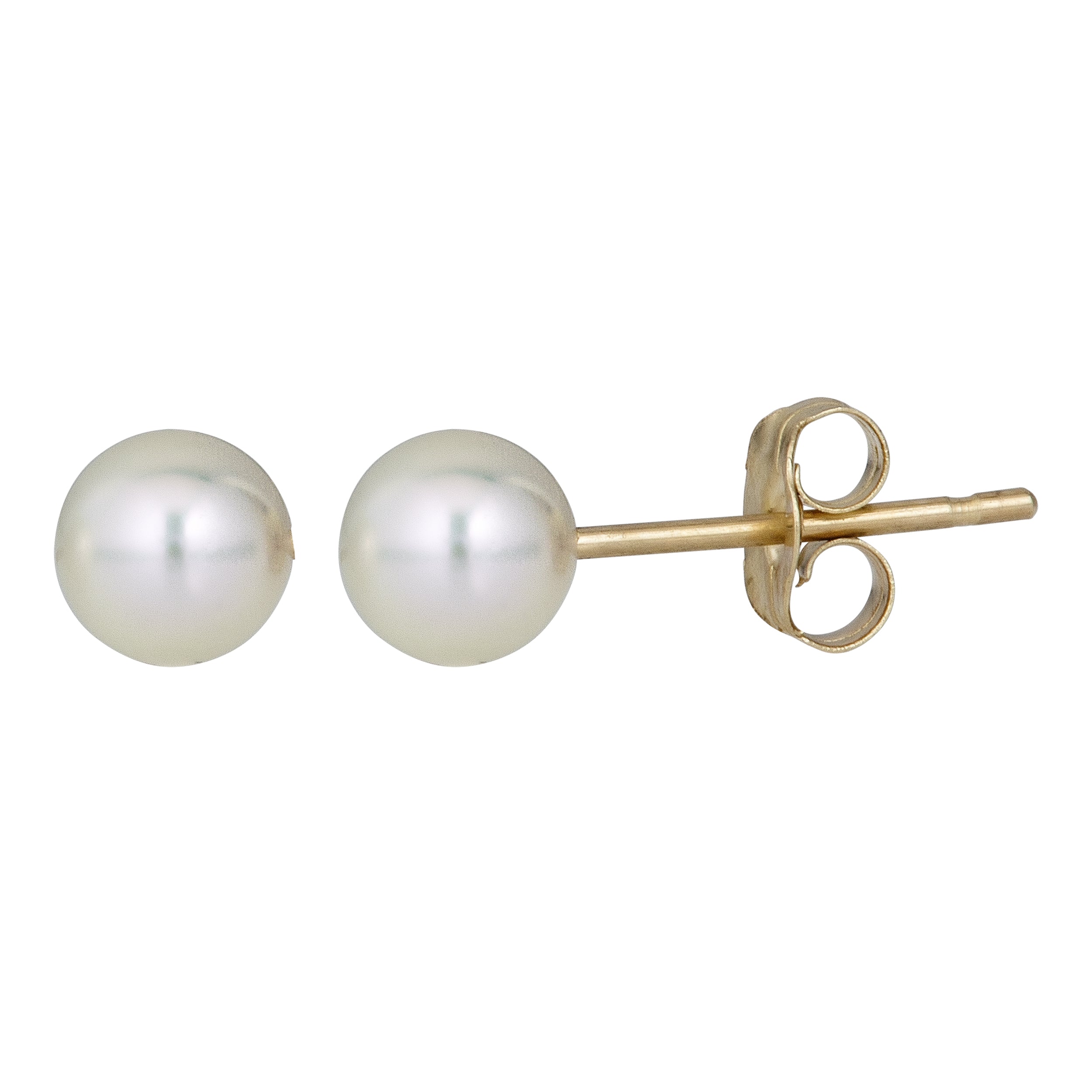 14K Yellow Gold 7MM Pearl Stud Earring