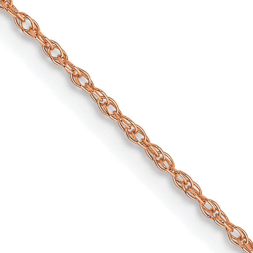 14K Rose Gold 18 inch Carded .7mm Cable Rope with Spring Ring Clasp Chain