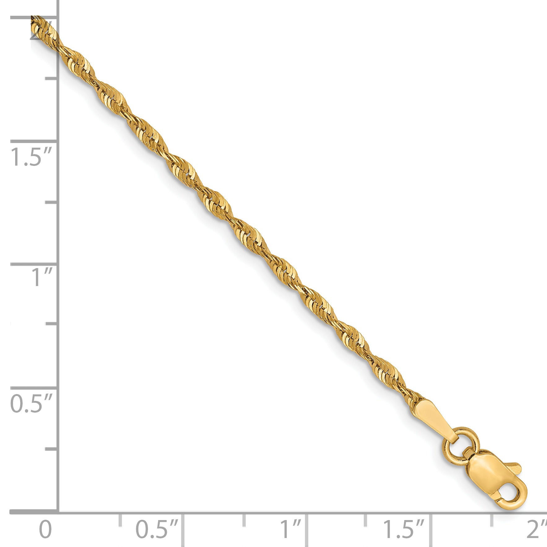 10K 1.8mm Diamond-Cut Lightweight Rope Chain