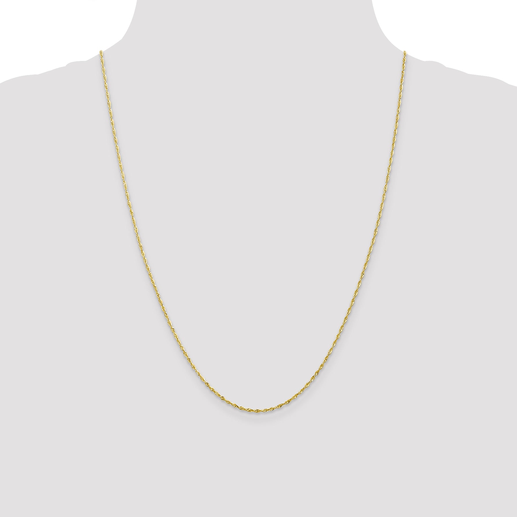 10K 1.5mm Diamond-Cut Lightweight Rope Chain