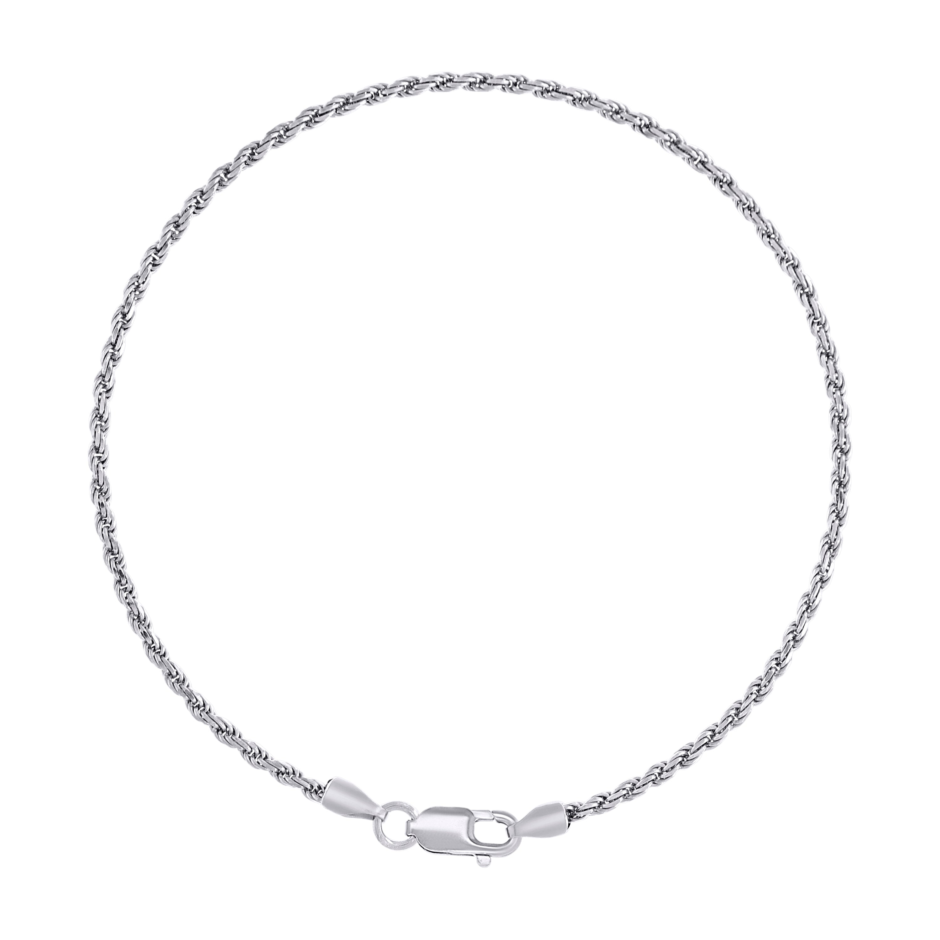925 Sterling Silver Solid Rope Chain Silver 025 0.5mm
