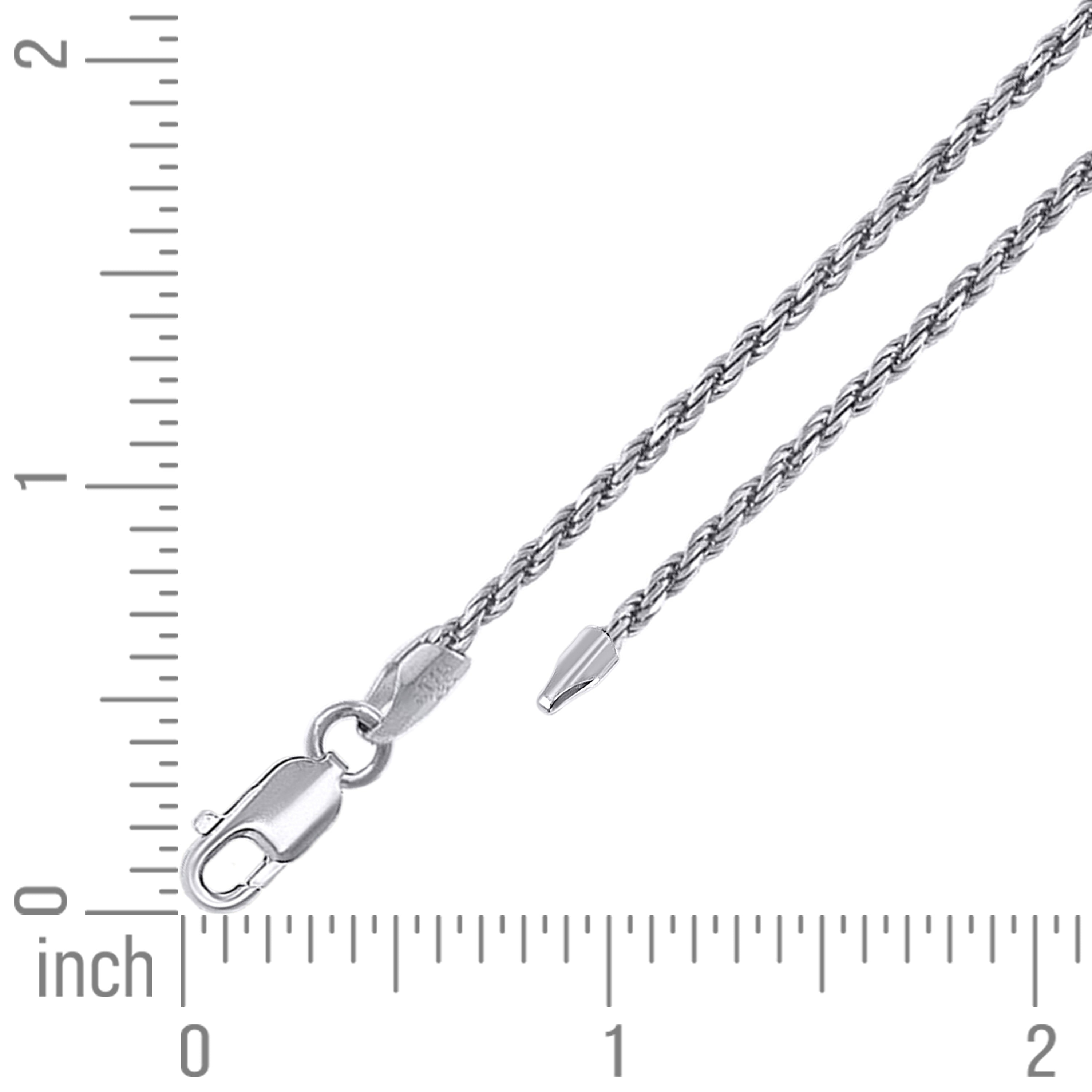 925 Sterling Silver Solid Rope Chain Silver 025 0.5mm