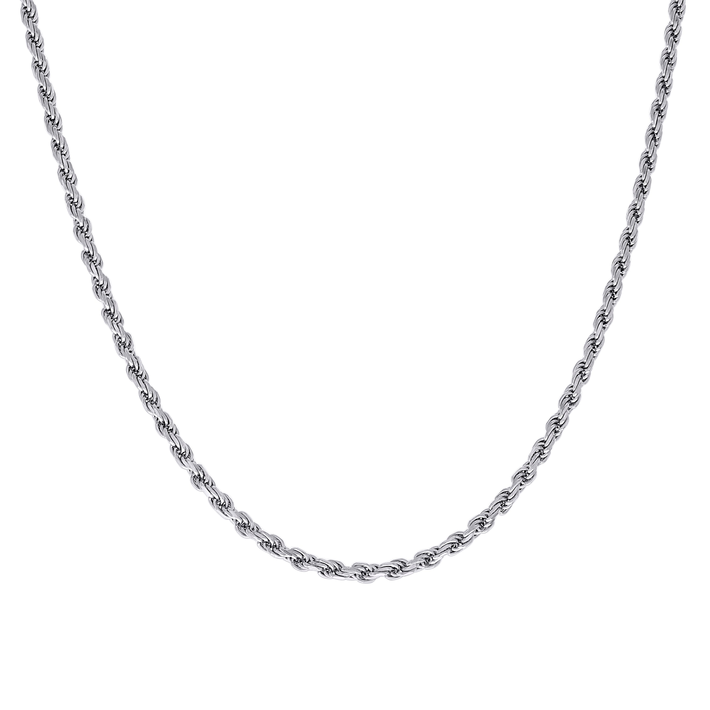 925 Sterling Silver Solid Rope Chain Silver 025 0.5mm