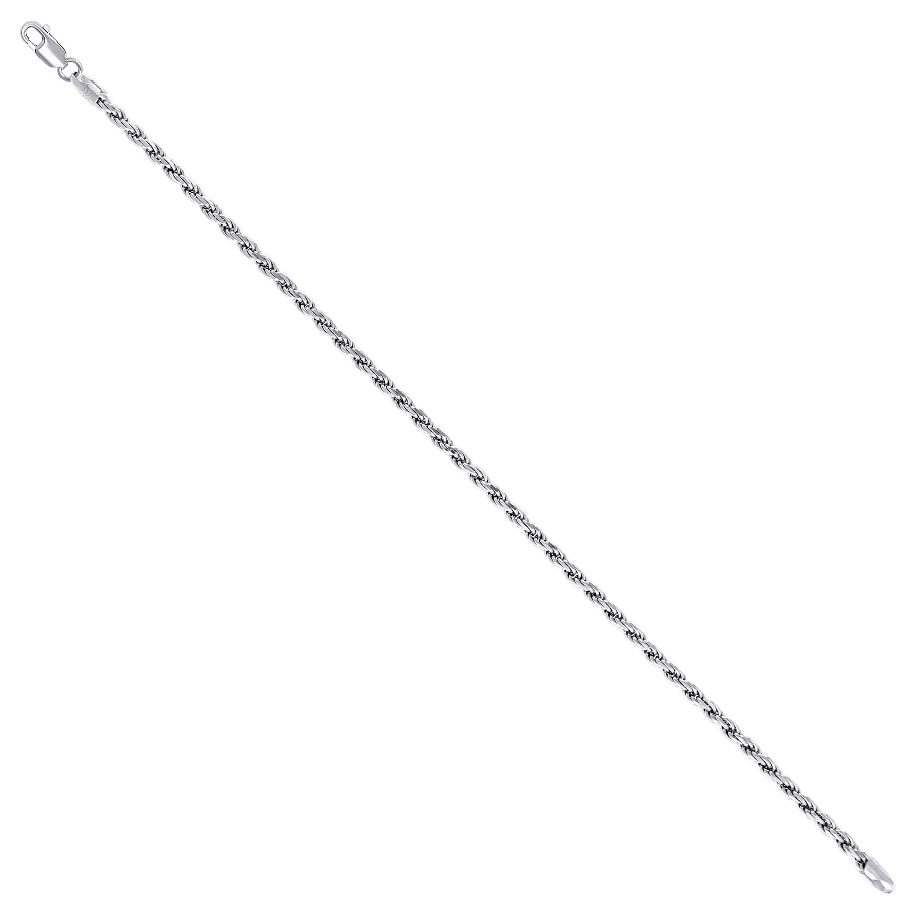 925 Sterling Silver Solid Rope Chain Silver 025 0.5mm