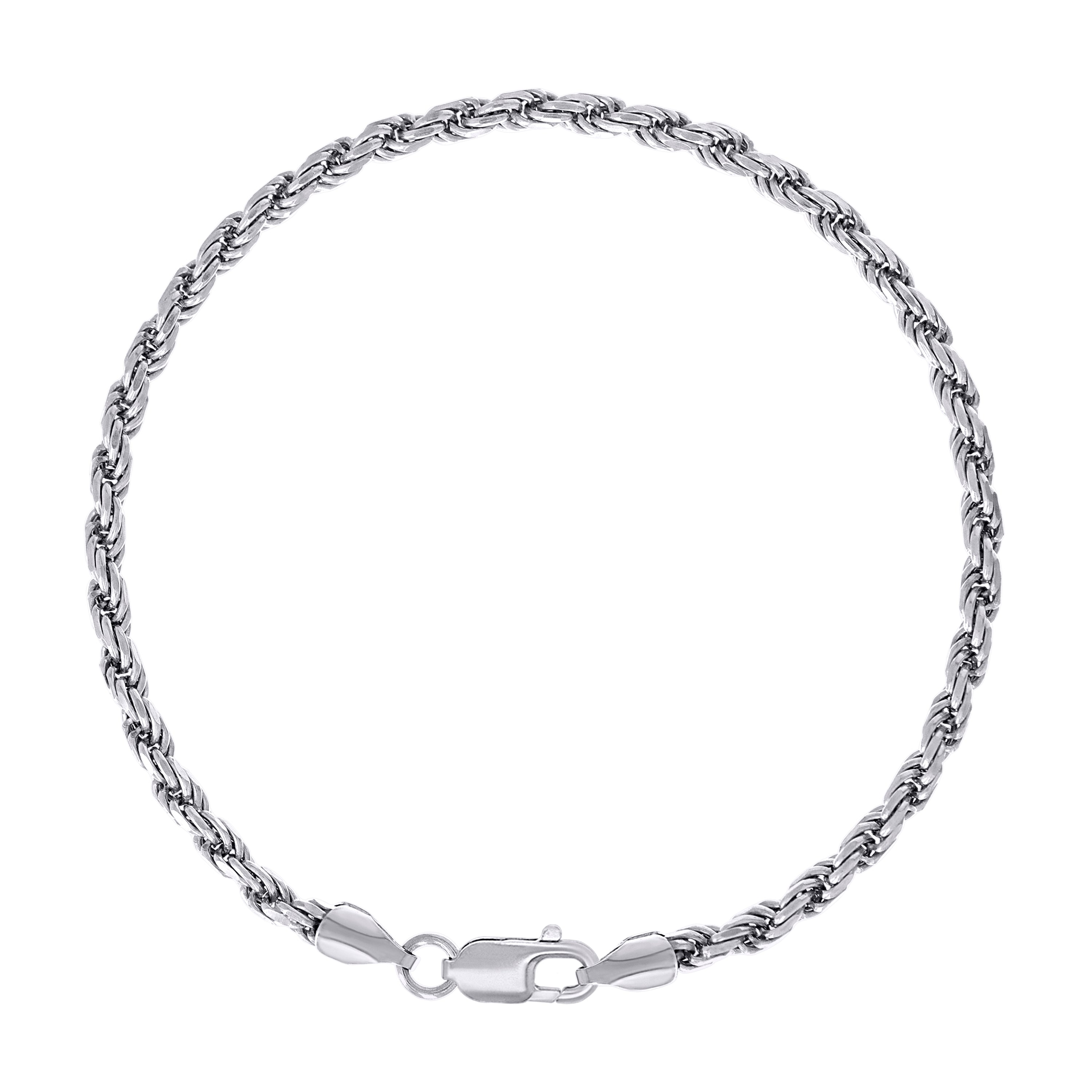 925 Sterling Silver Solid Rope Chain Silver 025 0.5mm