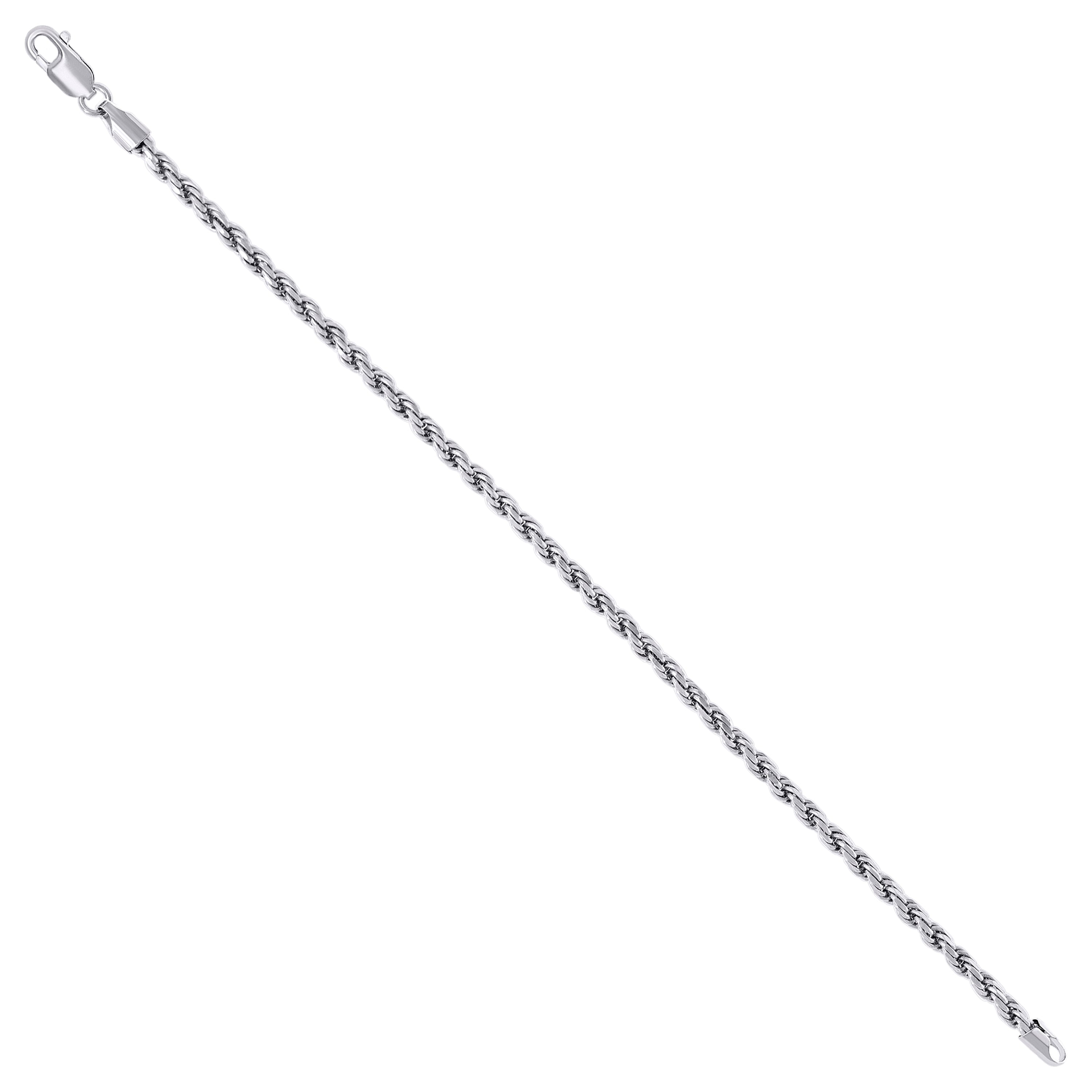 925 Sterling Silver Solid Rope Chain Silver 025 0.5mm