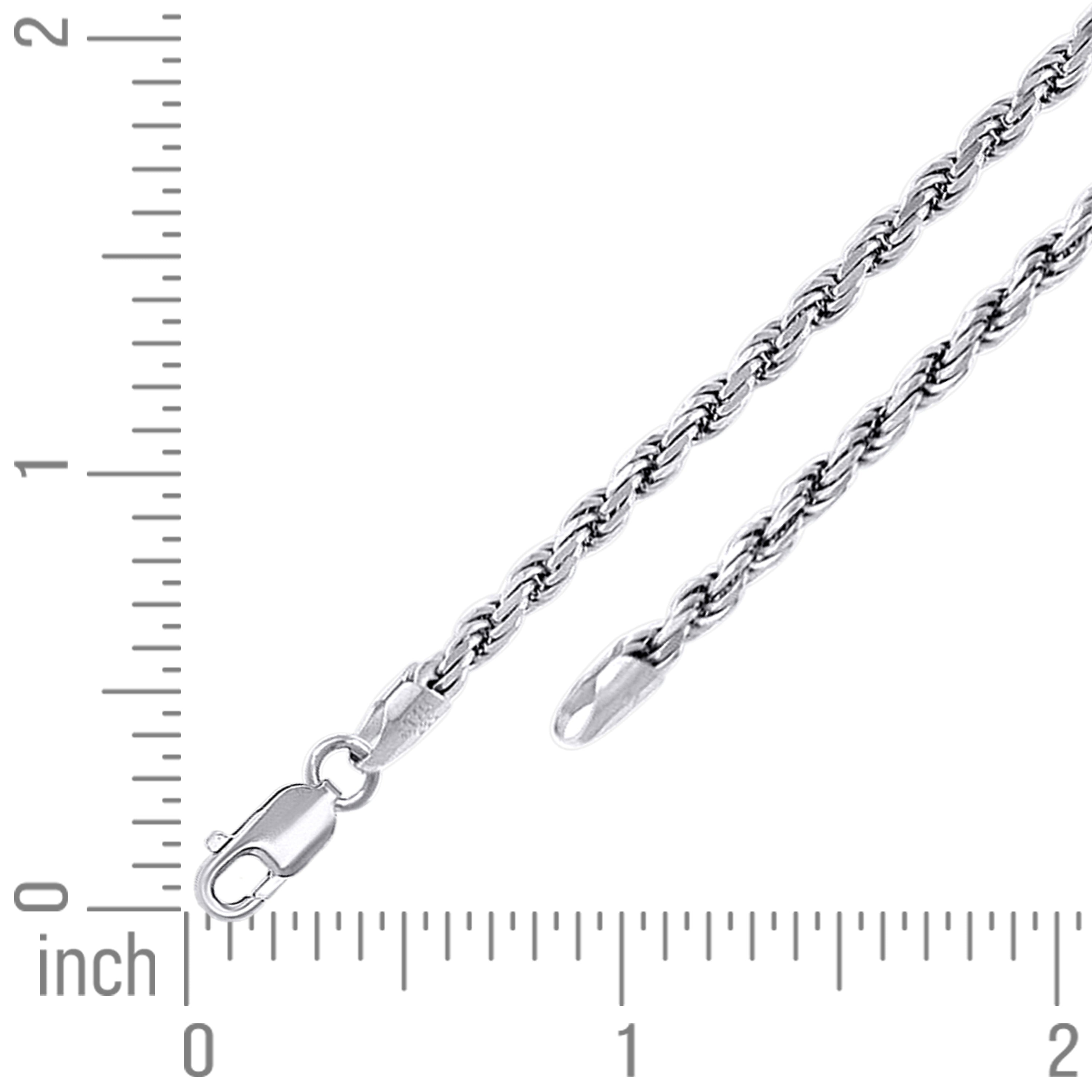 925 Sterling Silver Solid Rope Chain Silver 025 0.5mm