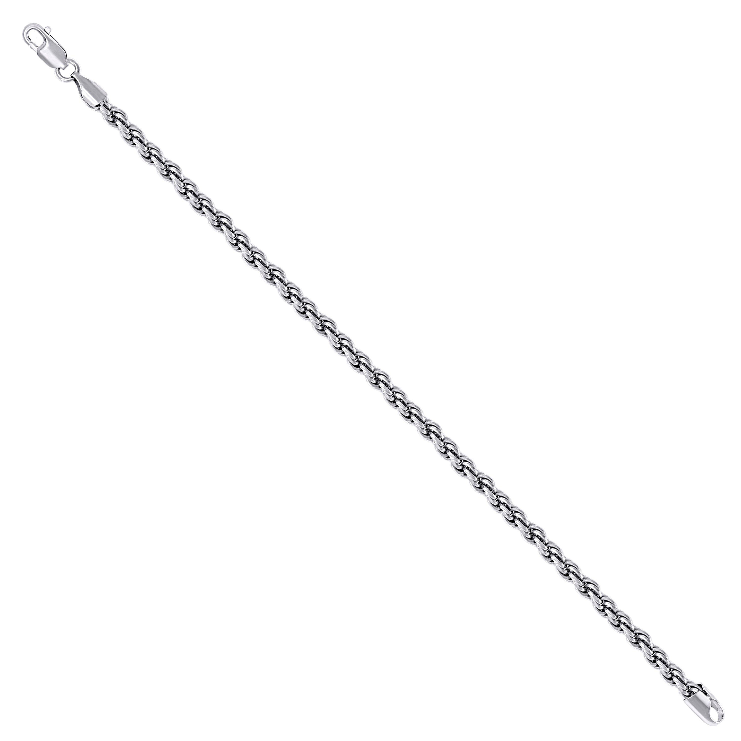 925 Sterling Silver Solid Rope Chain Silver 025 0.5mm
