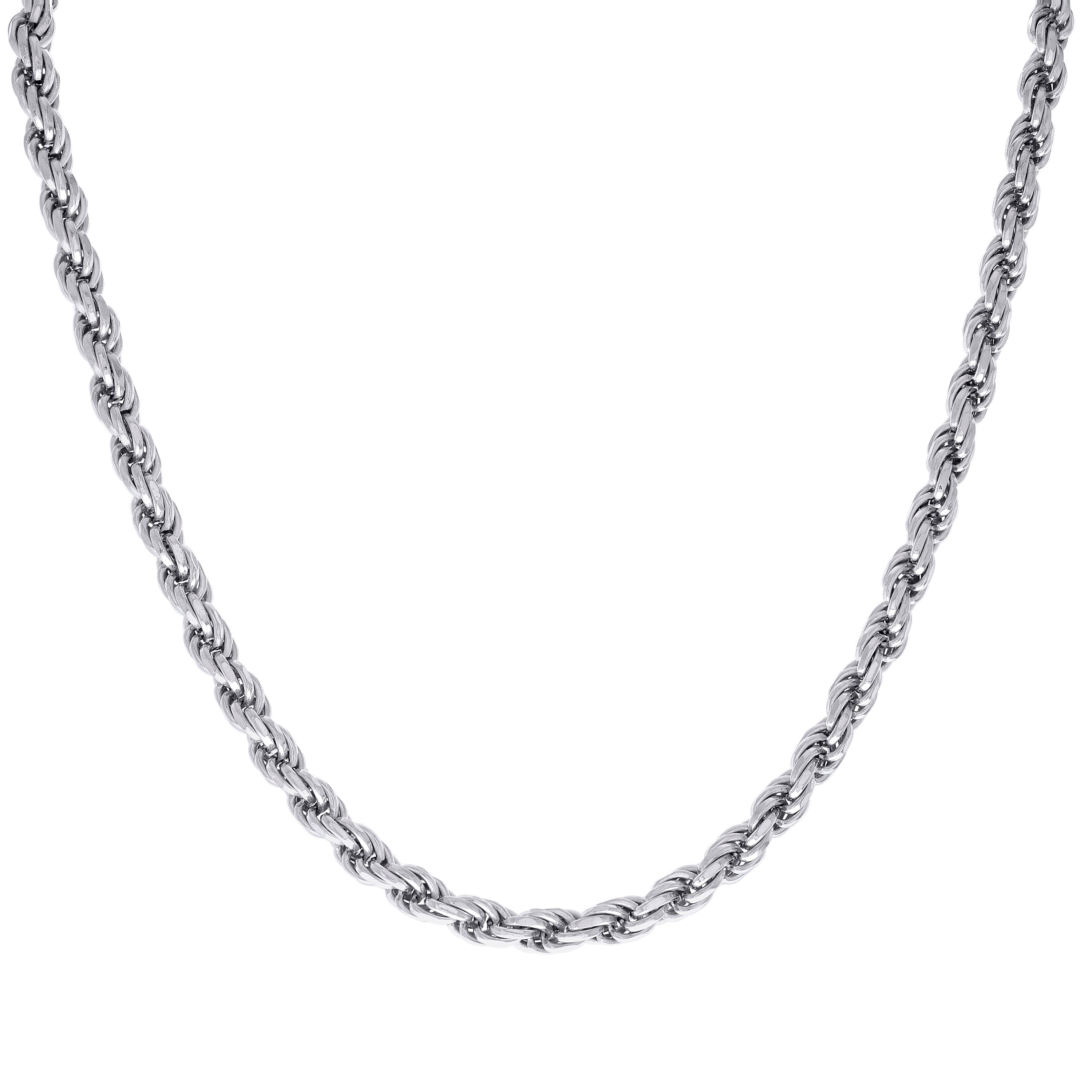 925 Sterling Silver Solid Rope Chain Silver 025 0.5mm