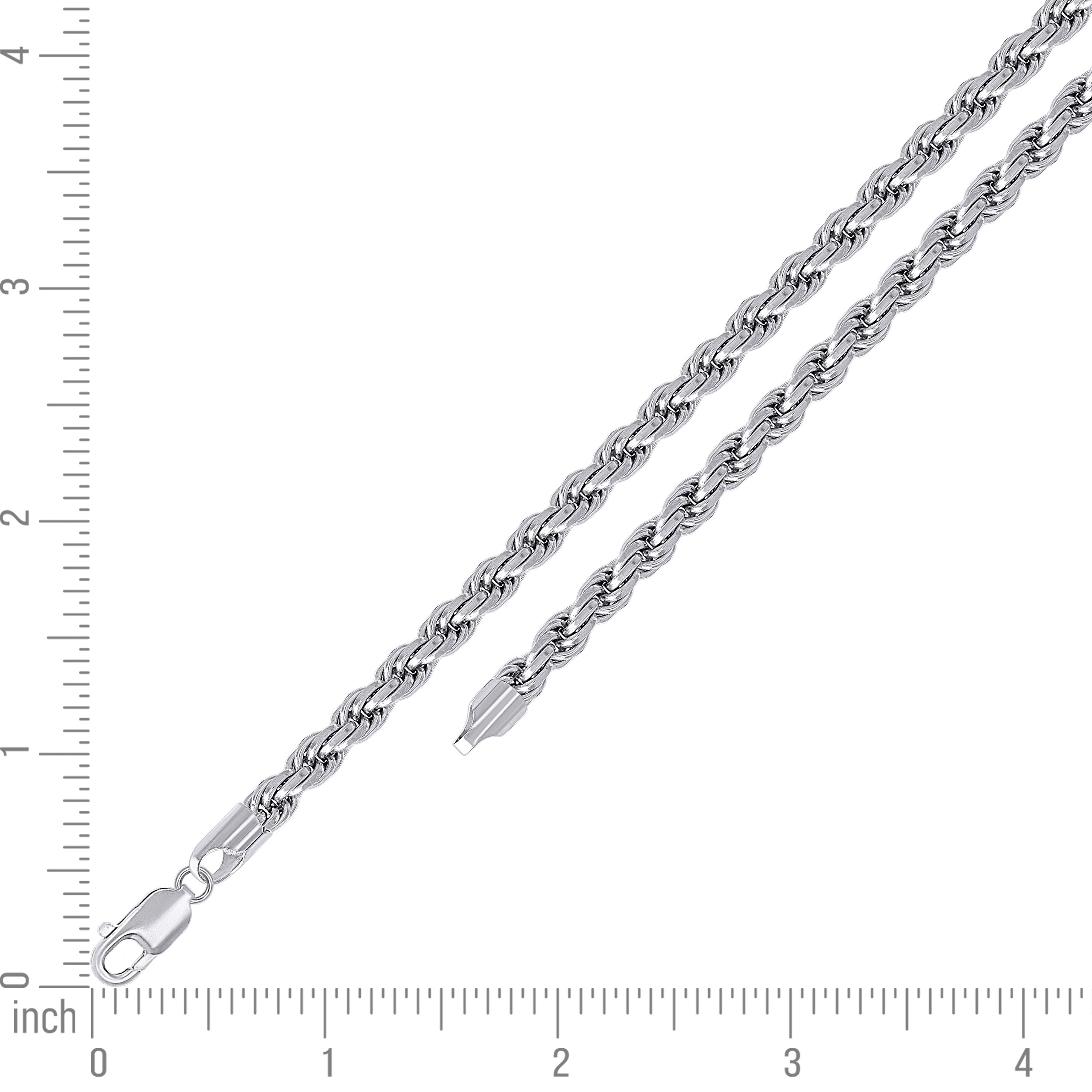 925 Sterling Silver Solid Rope Chain Silver 025 0.5mm