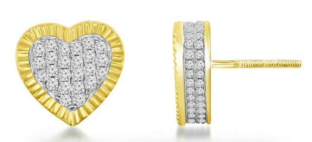 14K Yellow 0.66-0.70Ct D-Earrings Heart