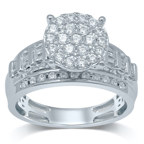 10K White 0.99- 1.04 Ct D-Cindrella Ring Round