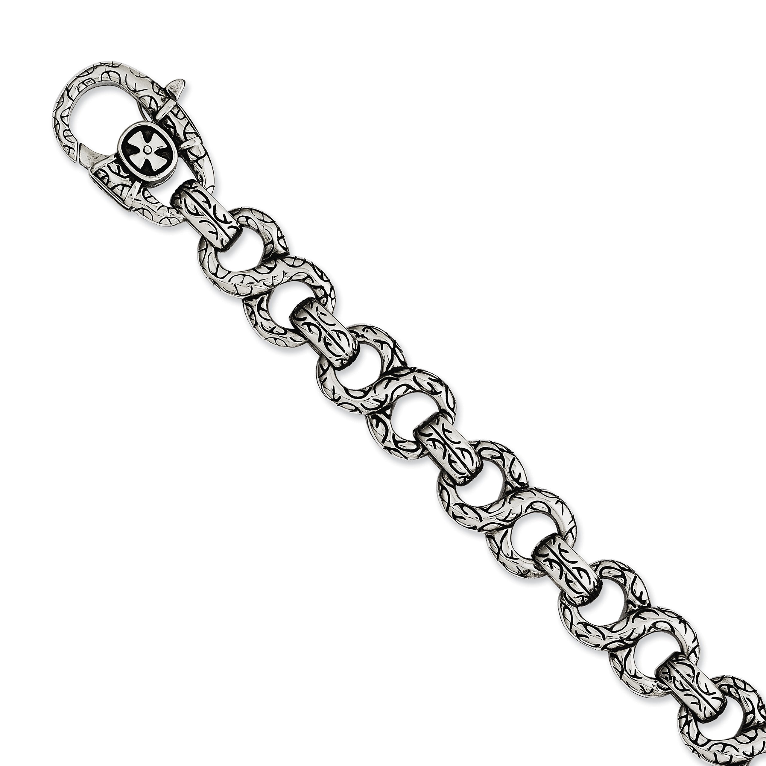 Chisel Stainless Steel Antiqued Polished And Textured 8.5 Inch Infinity Symbol Link Bracelet