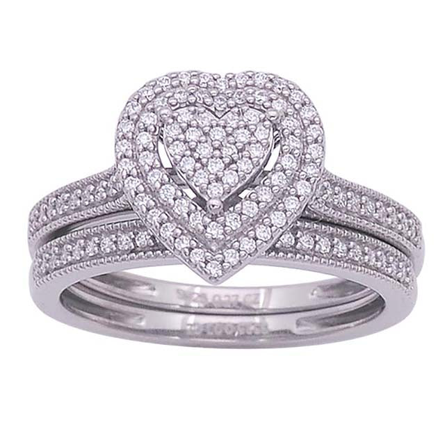 10K White 0.33Ct D-Ladies Rings Heart
