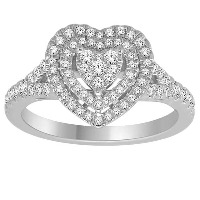 10K White 0.50Ct D-Ladies Rings Heart