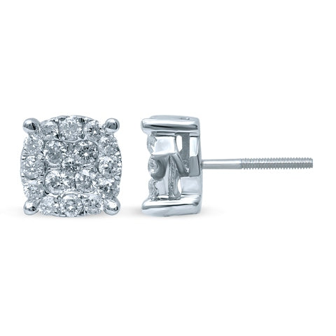 10K White 0.97-1.05Ct D- Earrings Super Flower