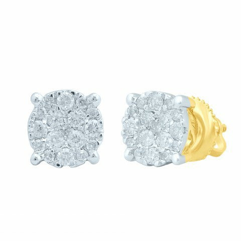 10K Yellow 0.33-0.40Ct D-Earrings Super Flower