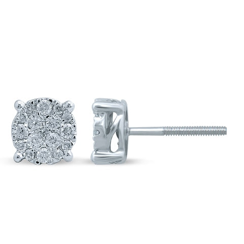10K White 0.33-0.37Ct D-Earringssuper Flower