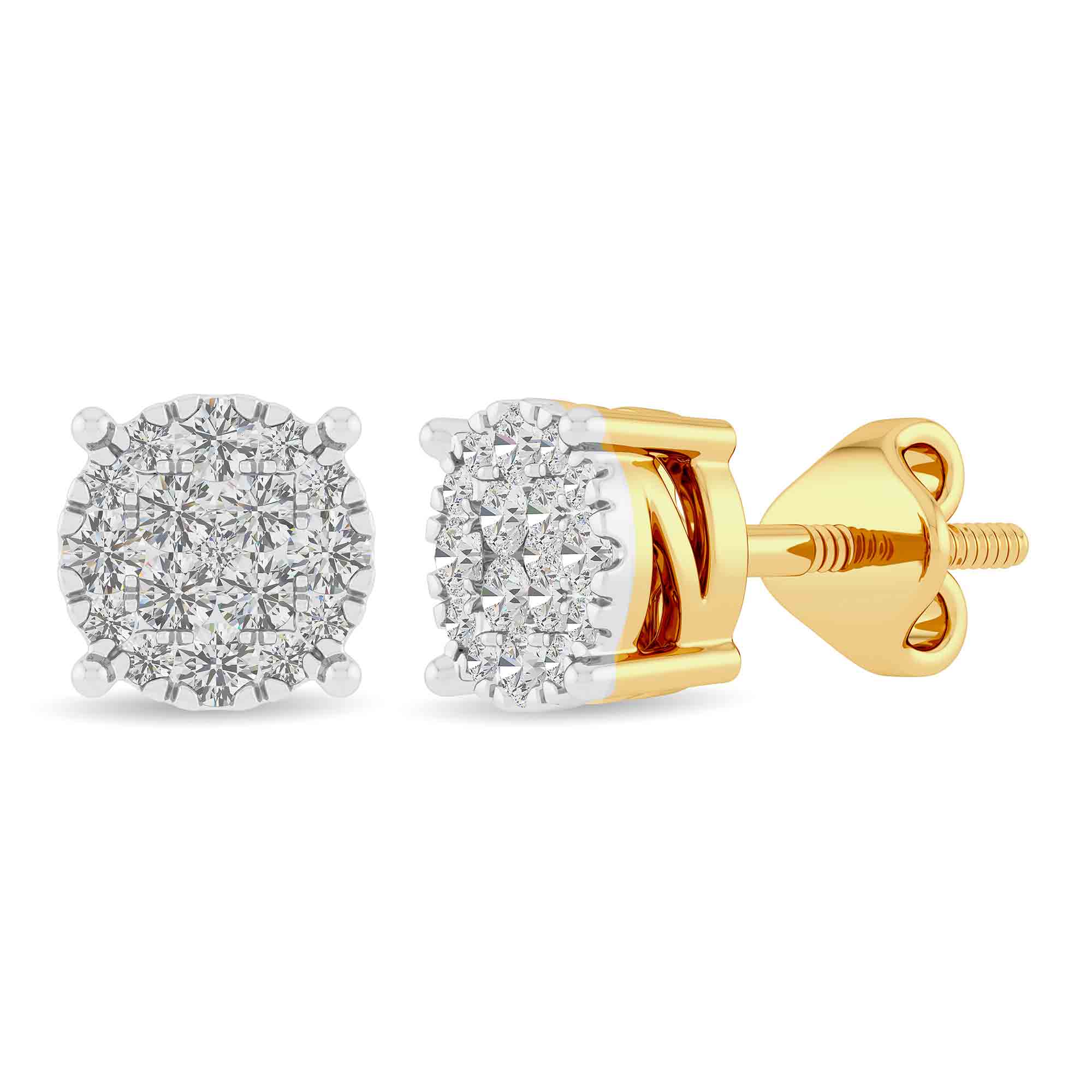 10K Yellow 0.24-0.28Ct D-Earrings Super Flower