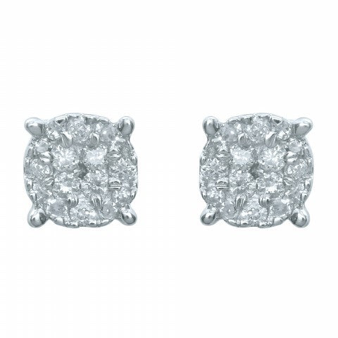 10K White 0.10-0.12Ct D-Earrings Super Flower