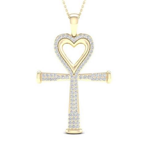 10K Yellowspl Price 0.21Ct D-Charm Ankh With Heart (Chains Sold Separately)