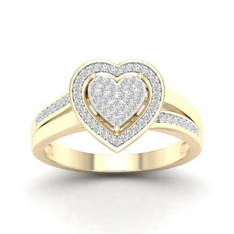 10K Yellow 0.20Ct D-Micropave Rings Heart