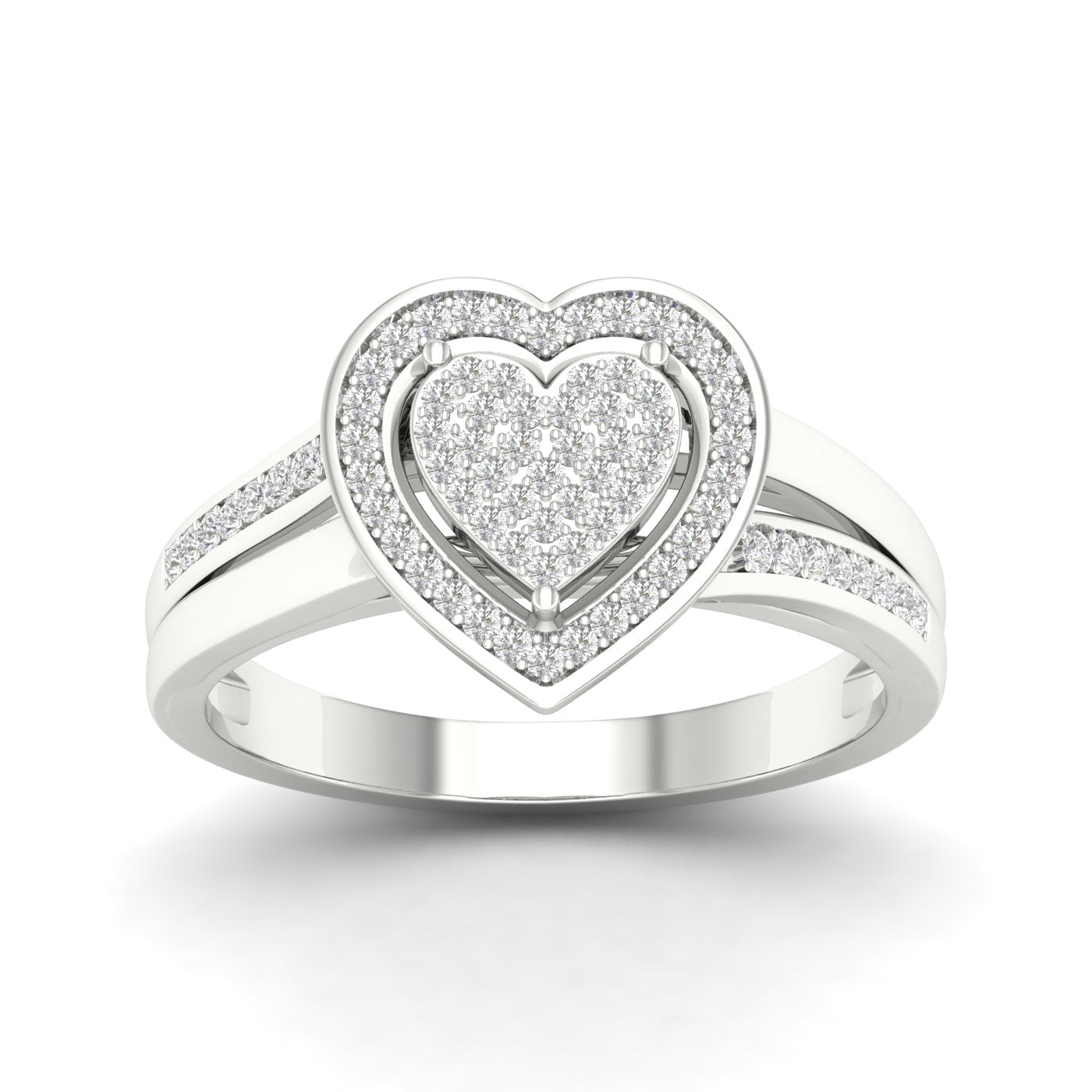 10K White 0.20Ct D-Ladies Rings Heart