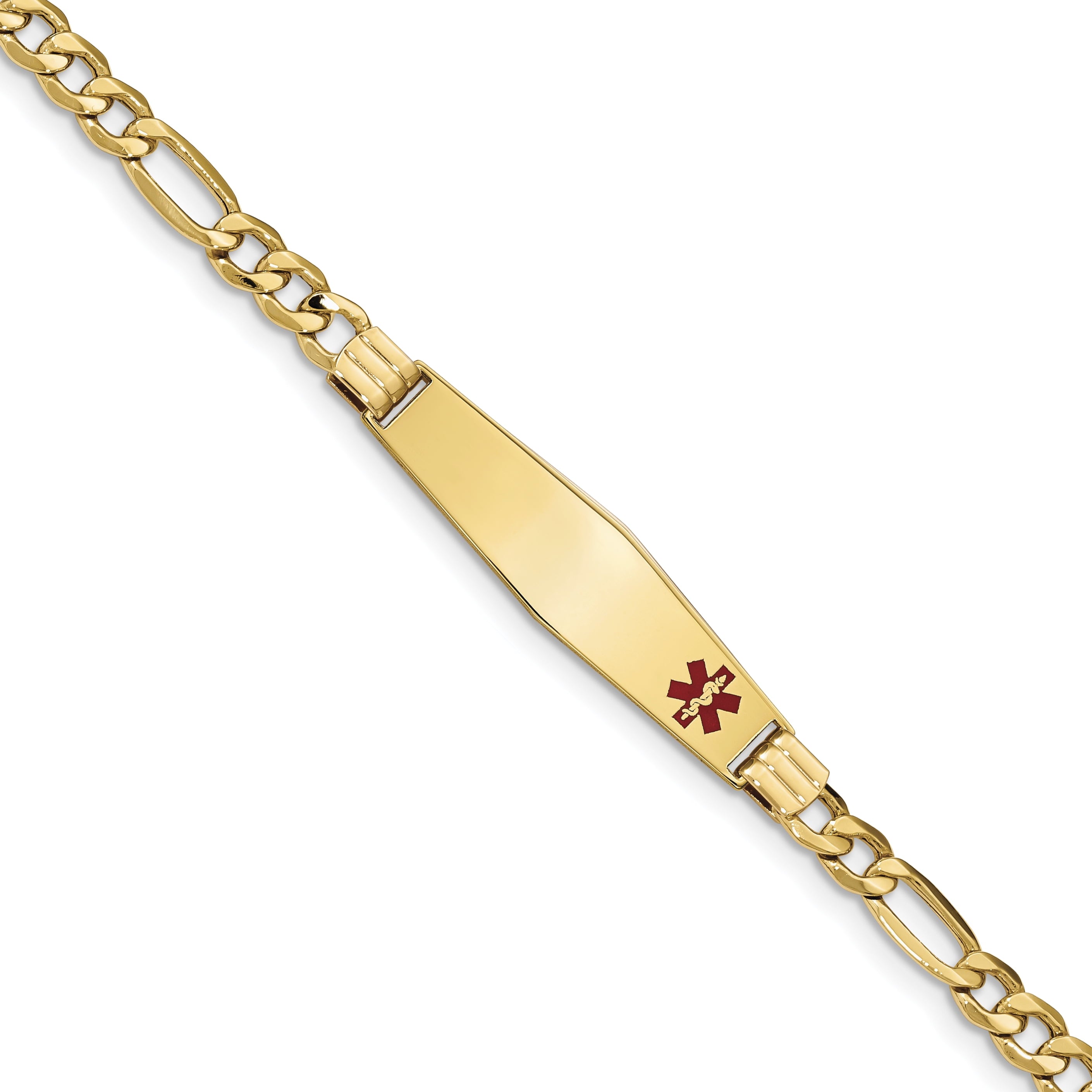 14K Semi-Solid Medical Soft Diamond Shape Enamel Figaro Link Id Bracelet