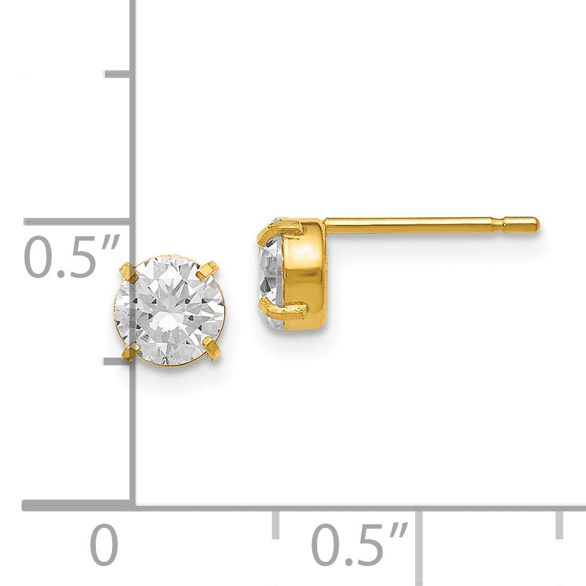 14k CZ Stud 5.0mm Earrings