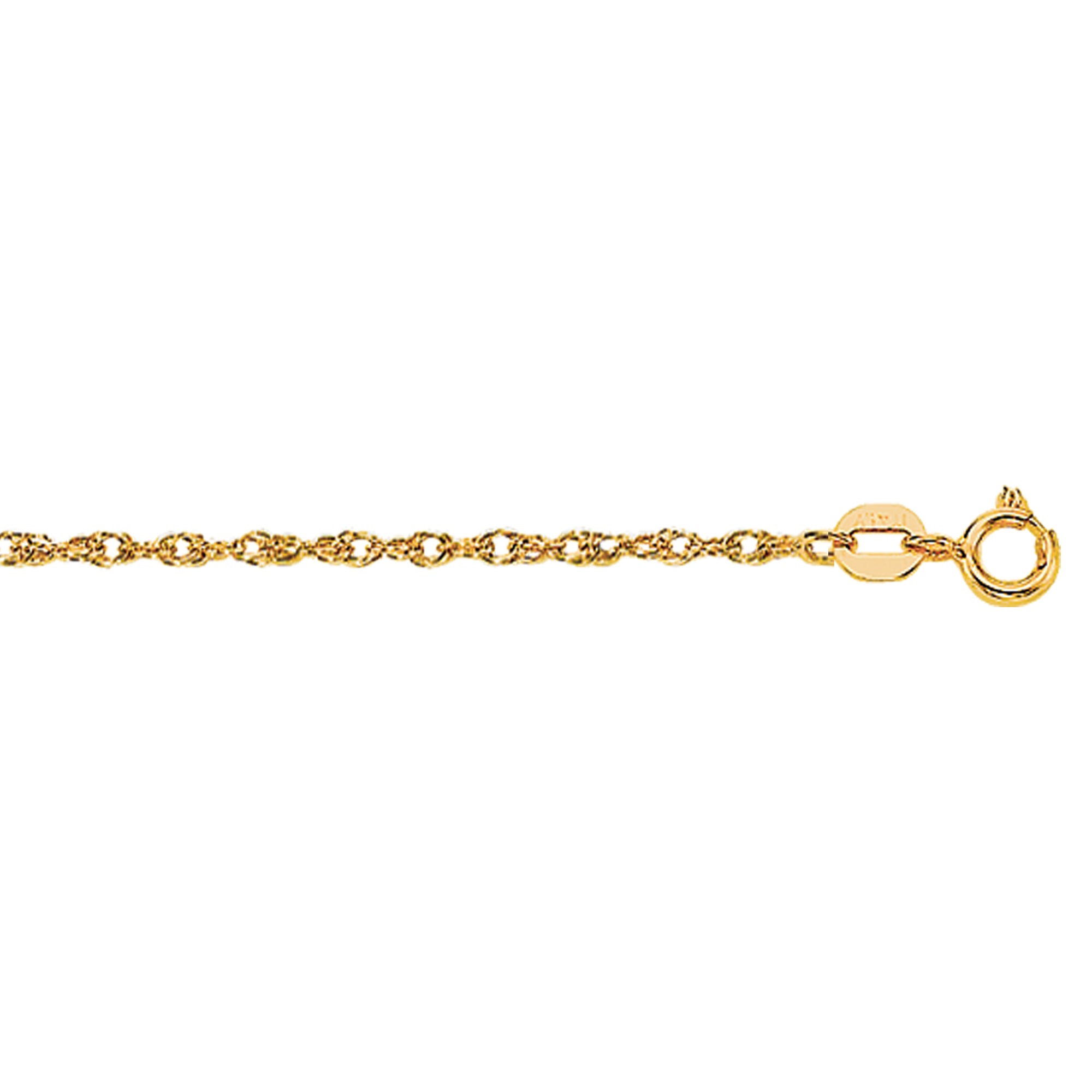 14K Yellow Gold 1.1mm Machine Rope 16" Chain (Carded) with Spring Ring Lock